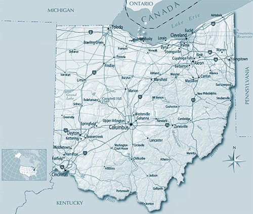 Wise wiring map of Ohio and service area